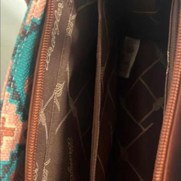 WRANGLER SOUTHWESTERN PRINT TOTE + CROSSBODY BAG - Turquoise - Picture 7 of 11